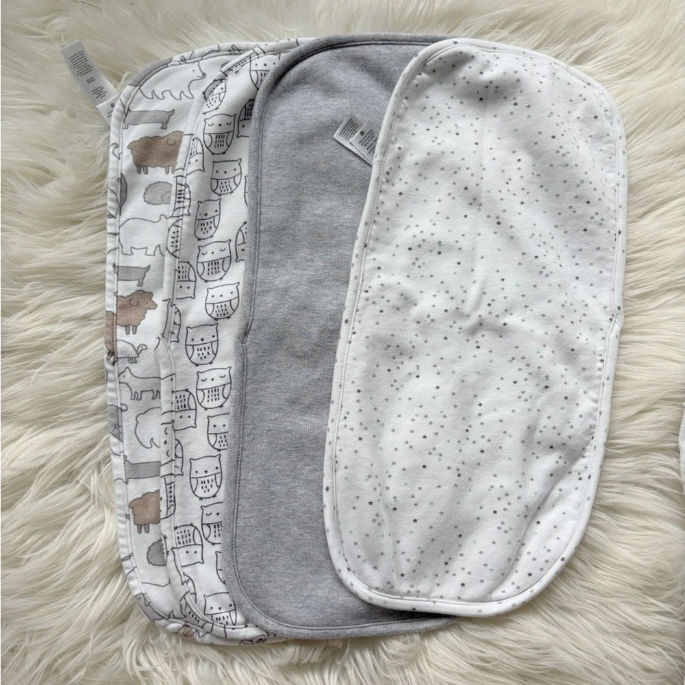 Animal Print Baby Burp Cloth Set - Gray and White - carters set of 4